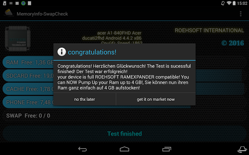 MemoryInfo & Swapfile Check - Image screenshot of android app