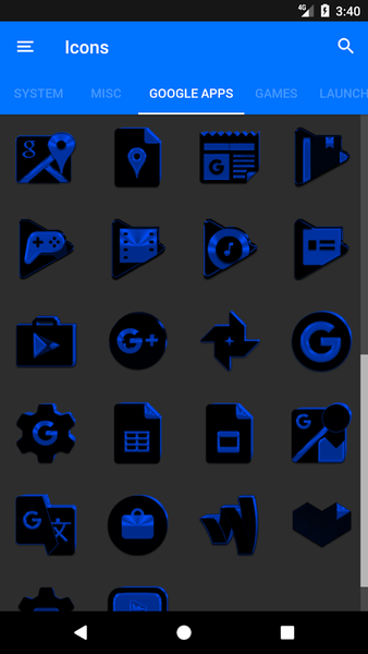 Black and Blue Icon Pack - Image screenshot of android app