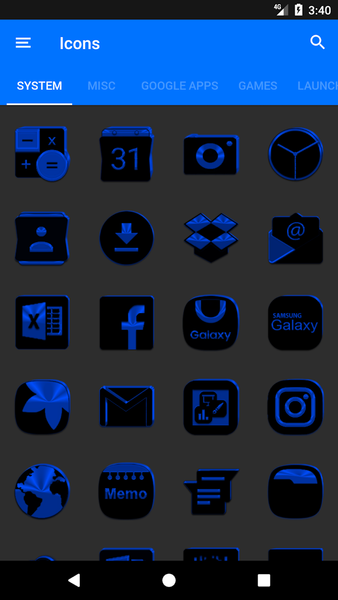 Black and Blue Icon Pack - Image screenshot of android app