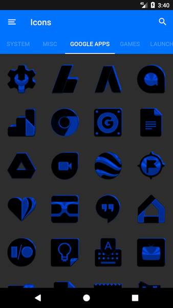 Black and Blue Icon Pack - Image screenshot of android app