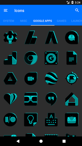 Black and Cyan Icon Pack - عکس برنامه موبایلی اندروید