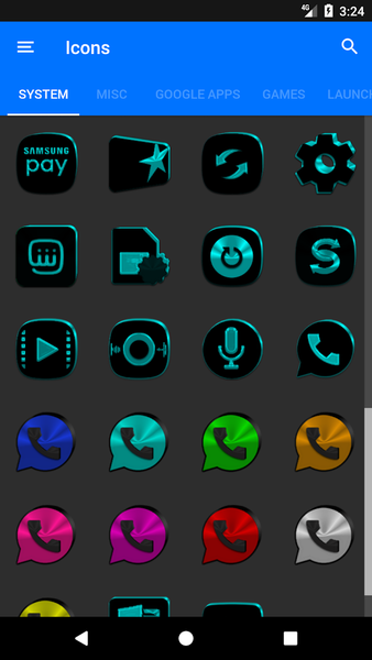Black and Cyan Icon Pack - عکس برنامه موبایلی اندروید