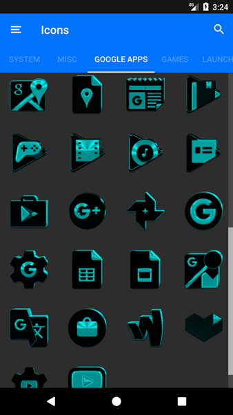 Black and Cyan Icon Pack - عکس برنامه موبایلی اندروید