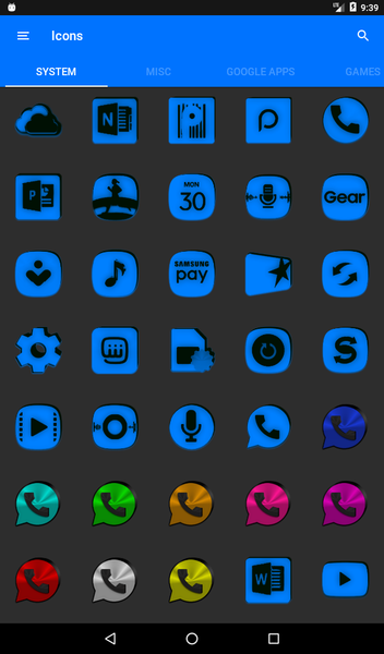 Blue and Black Icon Pack - Image screenshot of android app
