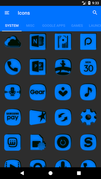 Blue and Black Icon Pack - Image screenshot of android app