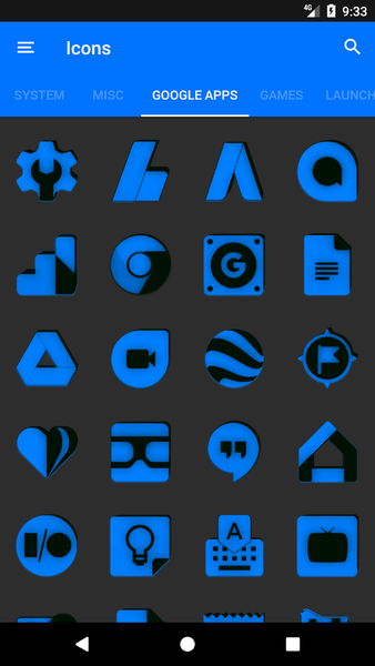 Blue and Black Icon Pack - Image screenshot of android app