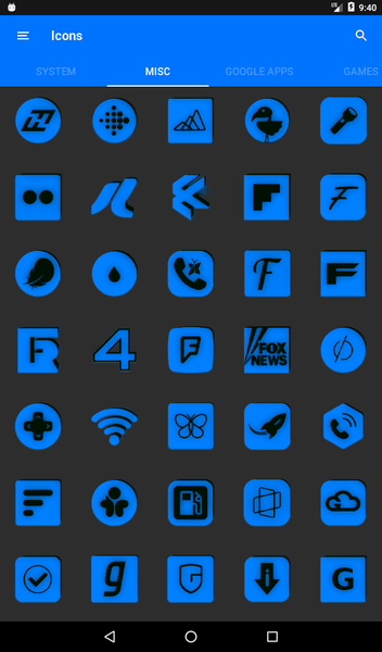 Blue and Black Icon Pack - Image screenshot of android app