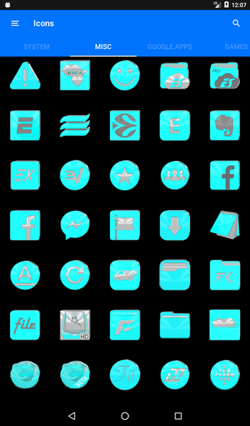 Bright Cyan Icon Pack - Image screenshot of android app
