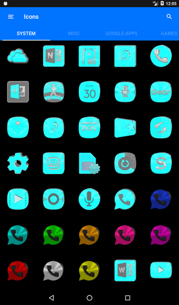 Bright Cyan Icon Pack - Image screenshot of android app