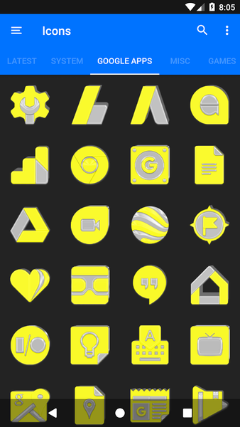 Bright Yellow Icon Pack - Image screenshot of android app