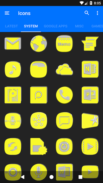 Bright Yellow Icon Pack - Image screenshot of android app