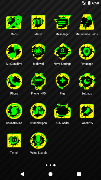 Cracked Yellow Green Icon Pack - Image screenshot of android app
