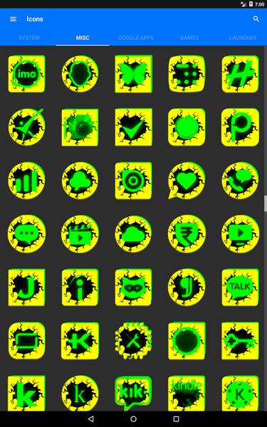 Cracked Yellow Green Icon Pack - Image screenshot of android app