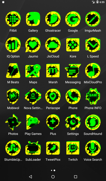 Cracked Yellow Green Icon Pack - Image screenshot of android app