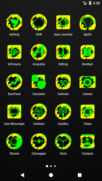 Cracked Yellow Green Icon Pack - Image screenshot of android app