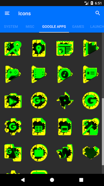 Cracked Yellow Green Icon Pack - Image screenshot of android app