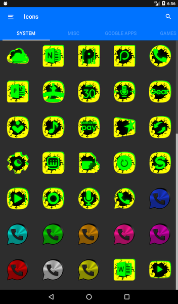 Cracked Yellow Green Icon Pack - Image screenshot of android app
