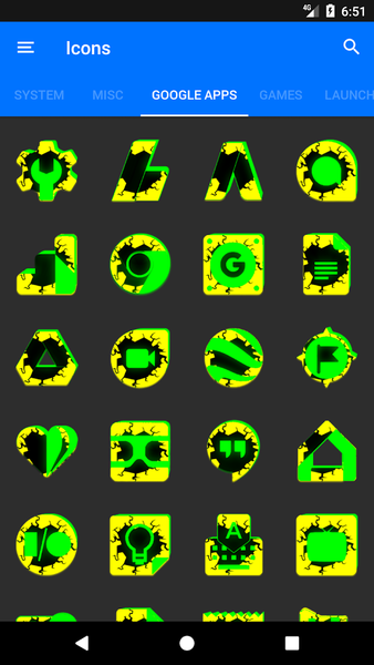 Cracked Yellow Green Icon Pack - Image screenshot of android app