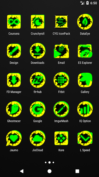 Cracked Yellow Green Icon Pack - Image screenshot of android app