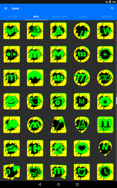 Cracked Yellow Green Icon Pack - Image screenshot of android app