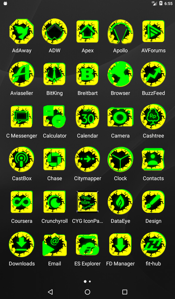 Cracked Yellow Green Icon Pack - Image screenshot of android app