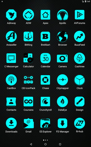 Cyan and Black Icon Pack - Image screenshot of android app