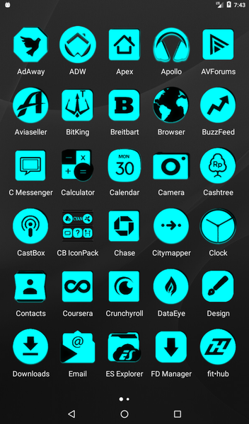 Cyan and Black Icon Pack - Image screenshot of android app