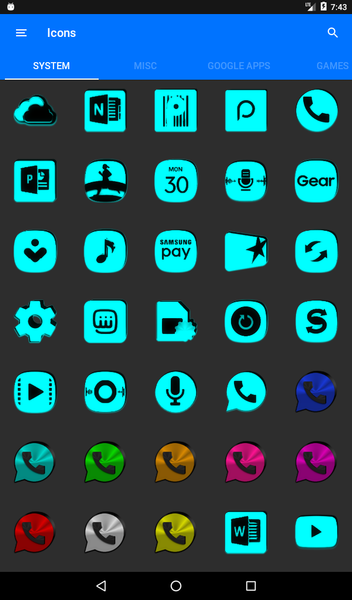 Cyan and Black Icon Pack - Image screenshot of android app