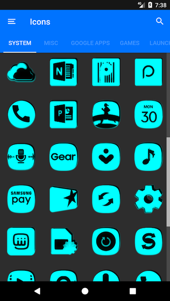 Cyan and Black Icon Pack - Image screenshot of android app