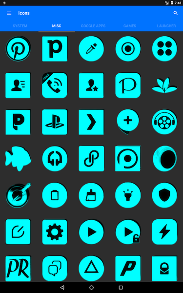 Cyan and Black Icon Pack - Image screenshot of android app