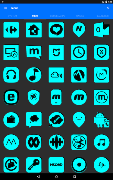 Cyan and Black Icon Pack - Image screenshot of android app