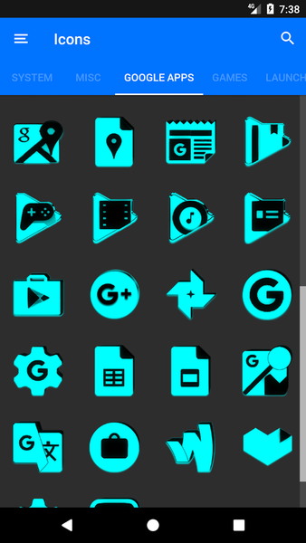 Cyan and Black Icon Pack - Image screenshot of android app