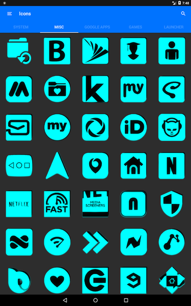 Cyan and Black Icon Pack - Image screenshot of android app