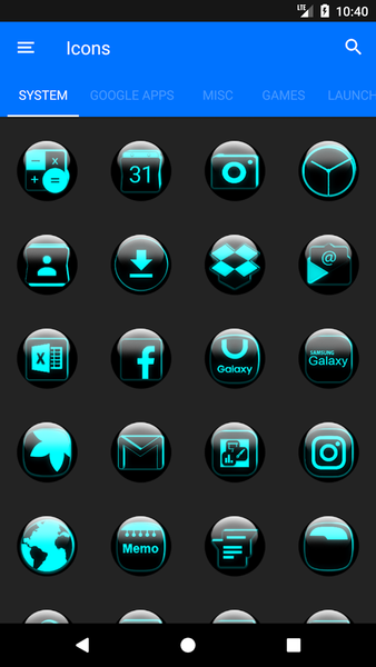 Cyan Glass Orb Icon Pack - عکس برنامه موبایلی اندروید