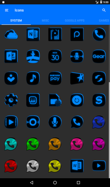 Flat Black and Blue Icon Pack - Image screenshot of android app