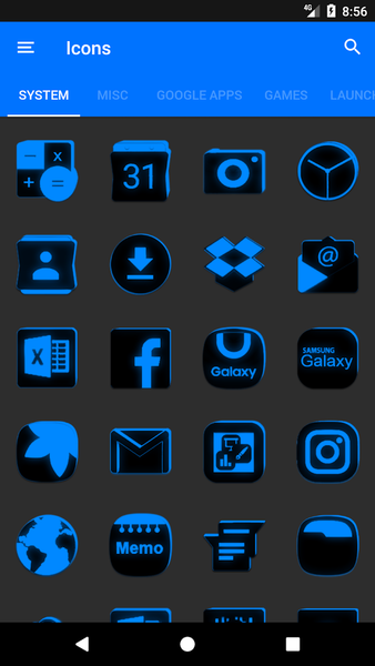 Flat Black and Blue Icon Pack - Image screenshot of android app