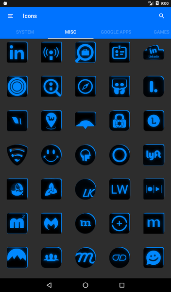 Flat Black and Blue Icon Pack - Image screenshot of android app