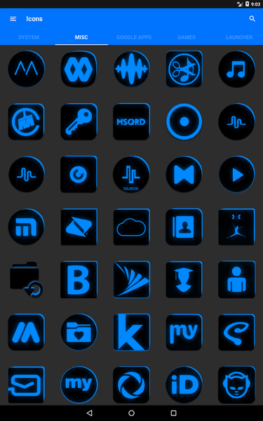 Flat Black and Blue Icon Pack - Image screenshot of android app