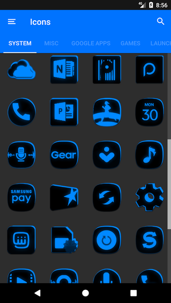 Flat Black and Blue Icon Pack - Image screenshot of android app