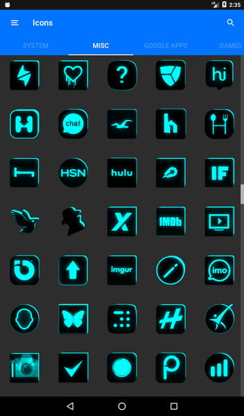 Flat Black and Cyan Icon Pack - Image screenshot of android app