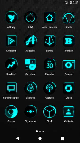 Flat Black and Cyan Icon Pack - Image screenshot of android app