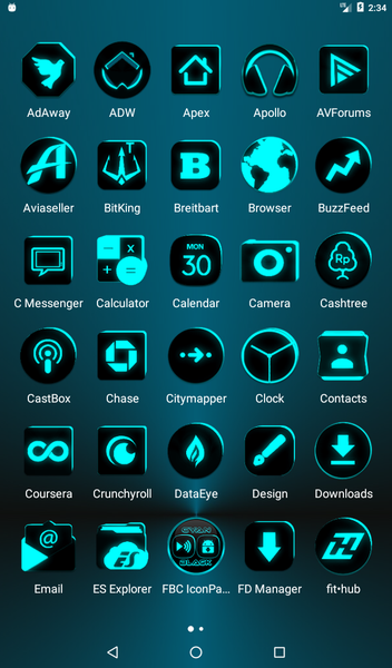 Flat Black and Cyan Icon Pack - Image screenshot of android app