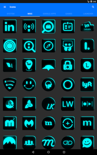 Flat Black and Cyan Icon Pack - Image screenshot of android app