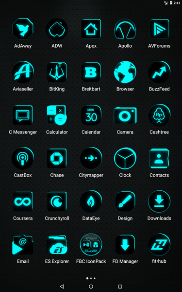 Flat Black and Cyan Icon Pack - Image screenshot of android app