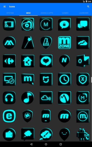 Flat Black and Cyan Icon Pack - Image screenshot of android app