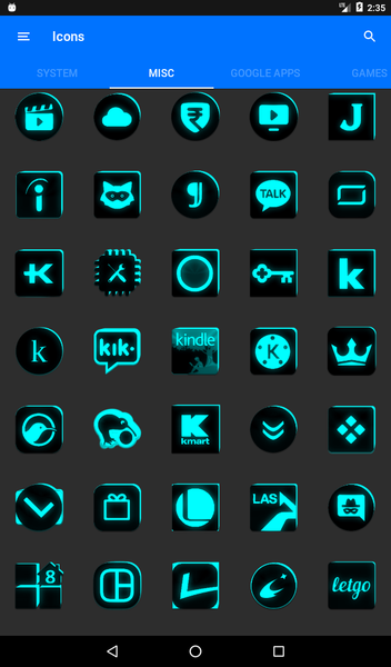 Flat Black and Cyan Icon Pack - Image screenshot of android app