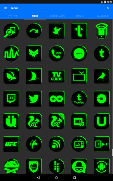 Flat Black and Green IconPack - Image screenshot of android app