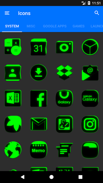 Flat Black and Green IconPack - Image screenshot of android app