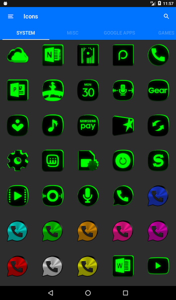 Flat Black and Green IconPack - Image screenshot of android app