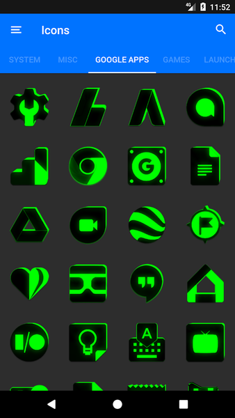 Flat Black and Green IconPack - Image screenshot of android app